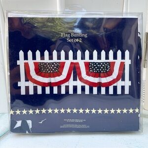 NEW NOS American Flag Bunting Package of 2 Flag Buntings 100% Cotton